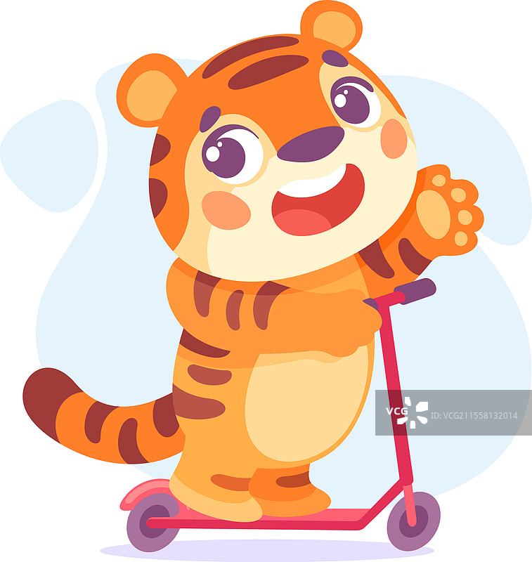 条纹小老虎骑滑板图片素材