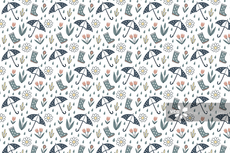 春雨无缝几何图案背景图片素材