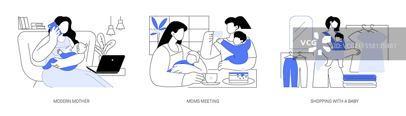 活跃的妈妈卡通形象孤立展示图片素材