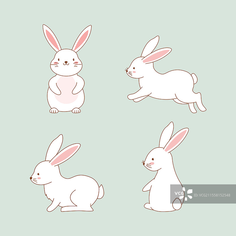 一组可爱的兔子小兔子图片素材