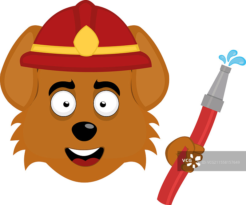 狗、软管和消防员头盔图片素材