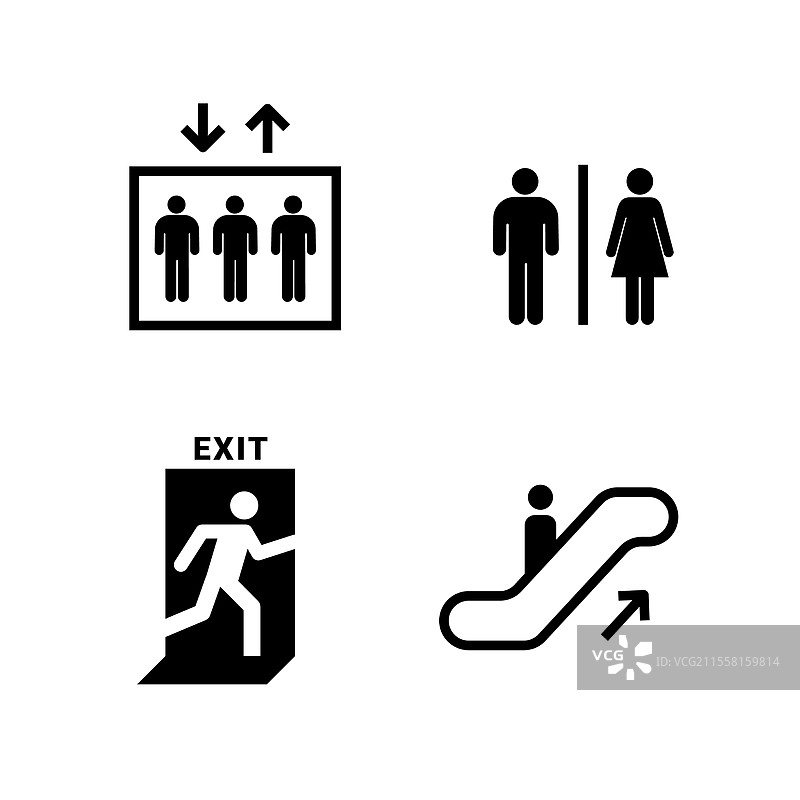公共设施图标集合：电梯、洗手间图片素材