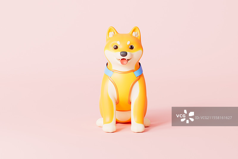 三维渲染的宠物柴犬田园犬图片素材