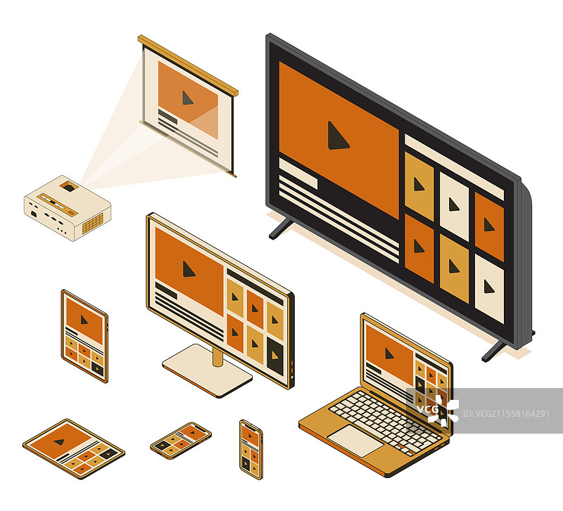 一组电子设备，包括一个图片素材