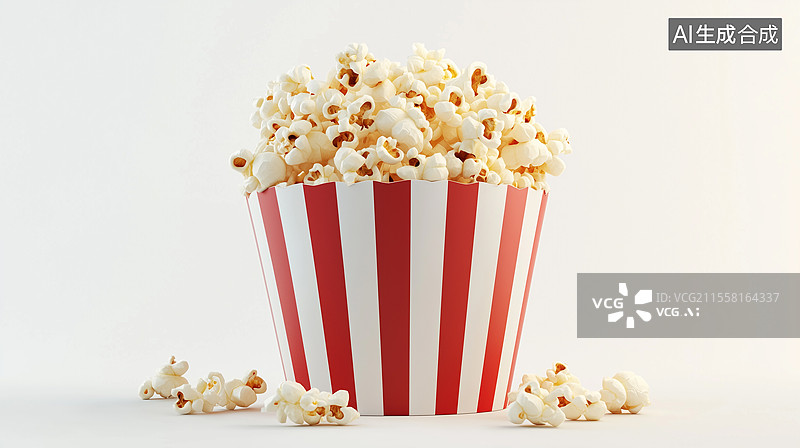 【AI数字艺术】3D卡通风格爆米花纸桶概念图图片素材