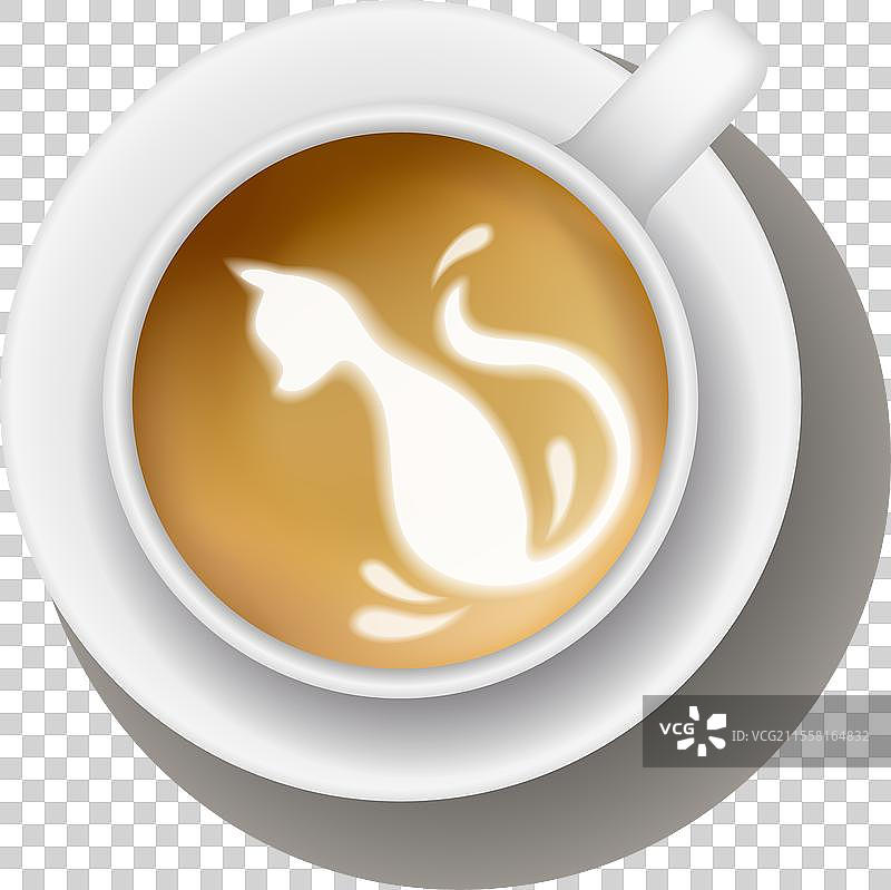 咖啡杯俯视图，卡布奇诺，浓缩咖啡，拿铁图片素材