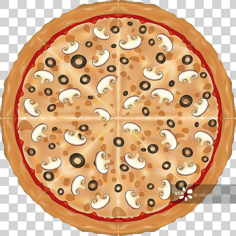 美味的蘑菇橄榄披萨图片素材