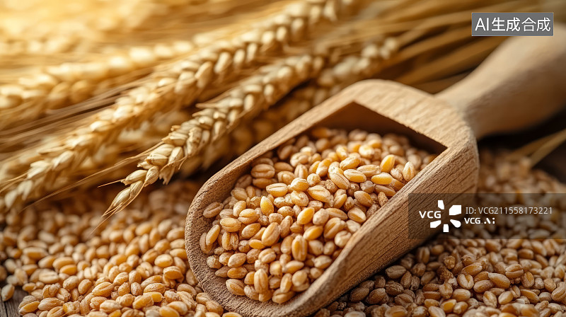 【AI数字艺术】小麦种子和麦穗，世界粮食日主题背景图片素材
