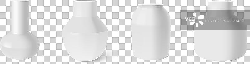 白色陶瓷花瓶套装，背景独立展示图片素材
