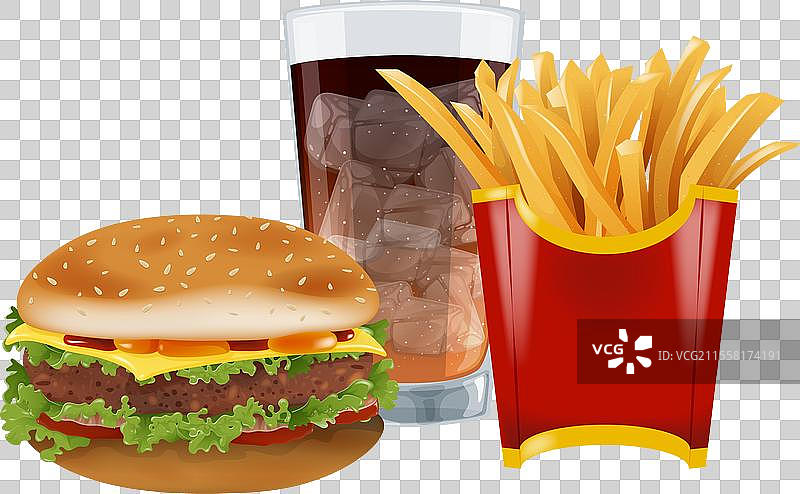 汉堡、薯条和汽水的图形图片素材