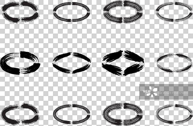 抽象的横向椭圆形磨损刷形状图片素材