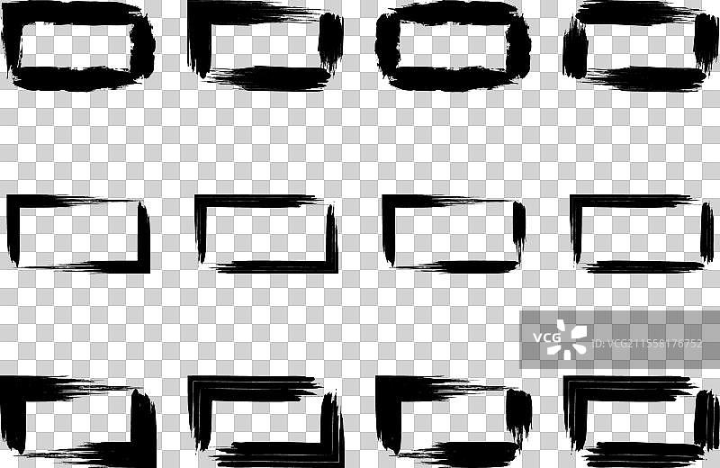 横向矩形形状的磨损形状画笔图片素材