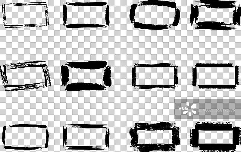 横向矩形形状的磨损形状画笔图片素材