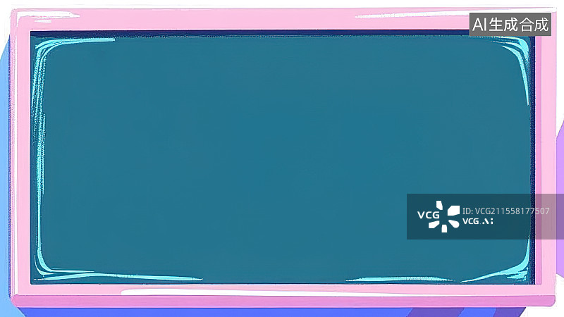 【AI数字艺术】2D卡通常规背景趣味扁平元素，一块黑板 墨绿色底粉色边框 空白的留白没有文字 简约扁平化设计素材图片素材