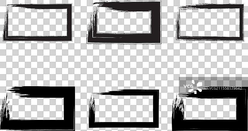 横向矩形形状的磨损形状画笔图片素材