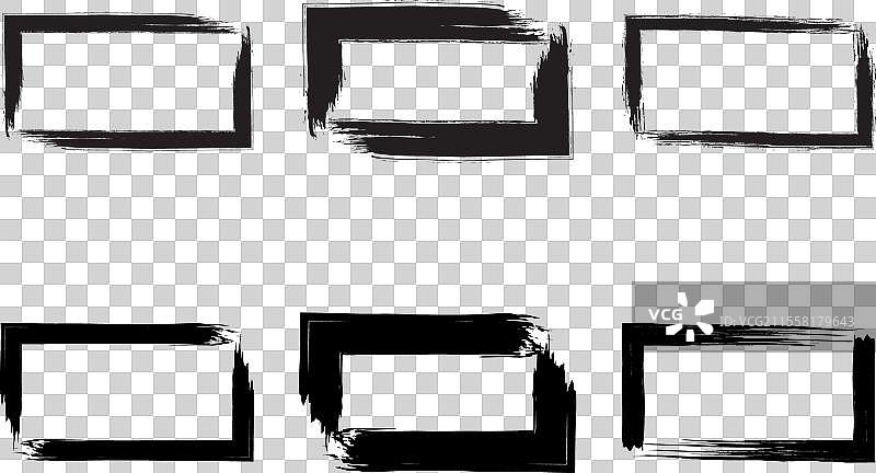 横向矩形形状的磨损形状画笔图片素材