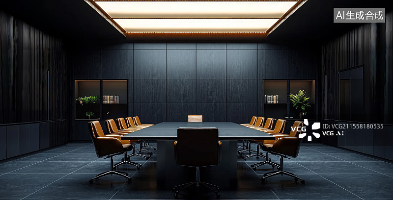 【AI数字艺术】现代风格商务会议室场景图片素材
