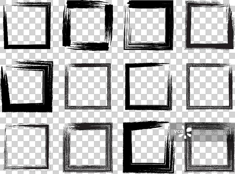 方形磨损形状的画笔笔触图标图片素材