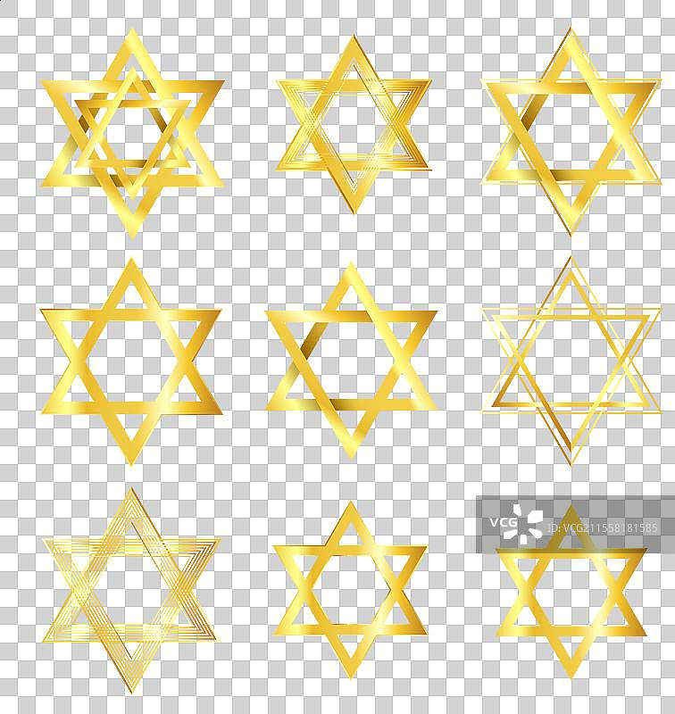 奢华金色发光大卫之星系列图片素材