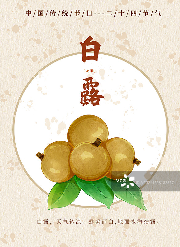 新中式二十四节气白露食物海报龙眼桂圆图片素材