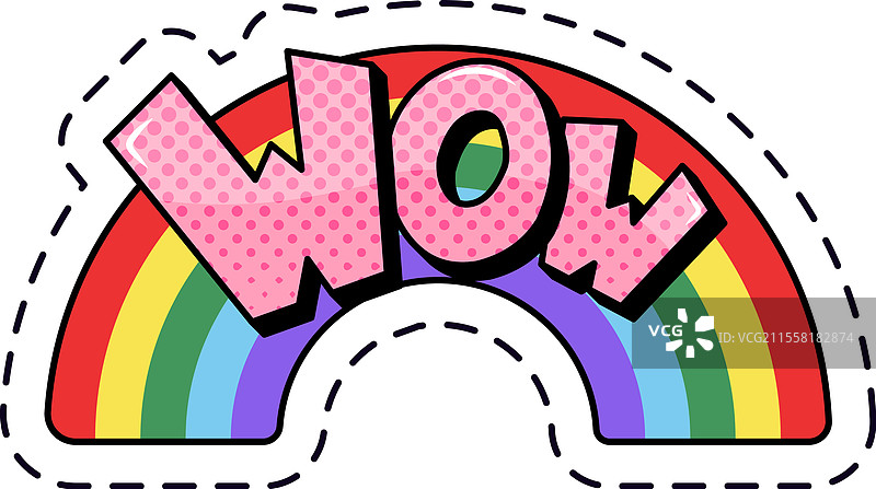 鲜艳粉色的“哇”波普艺术字母与背景相衬图片素材