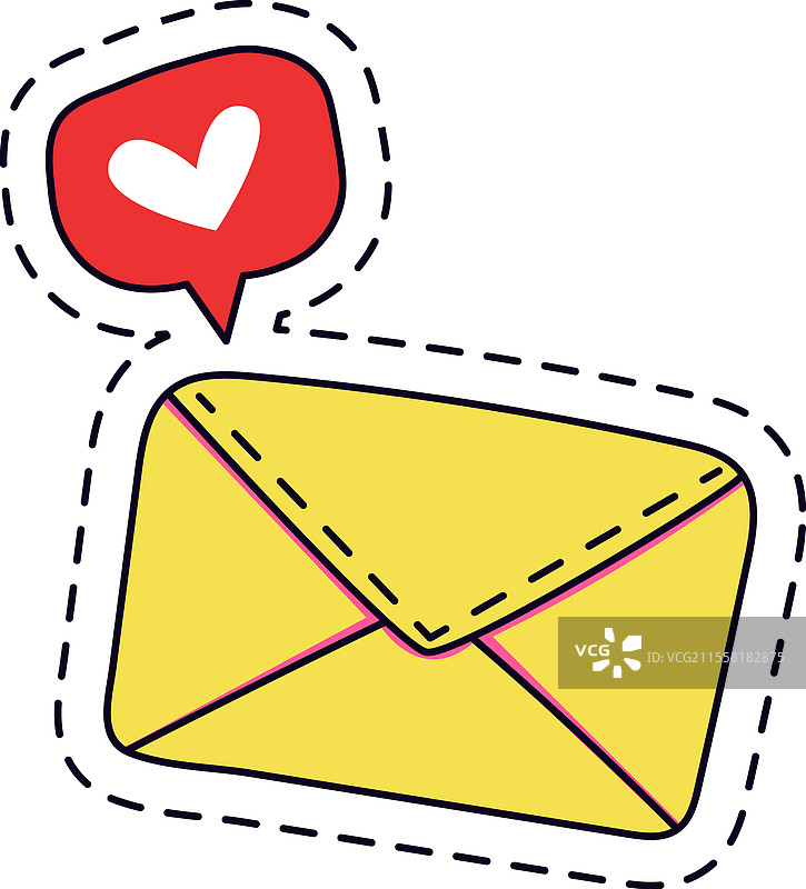 爱的信息概念，黄色邮件信封与图片素材