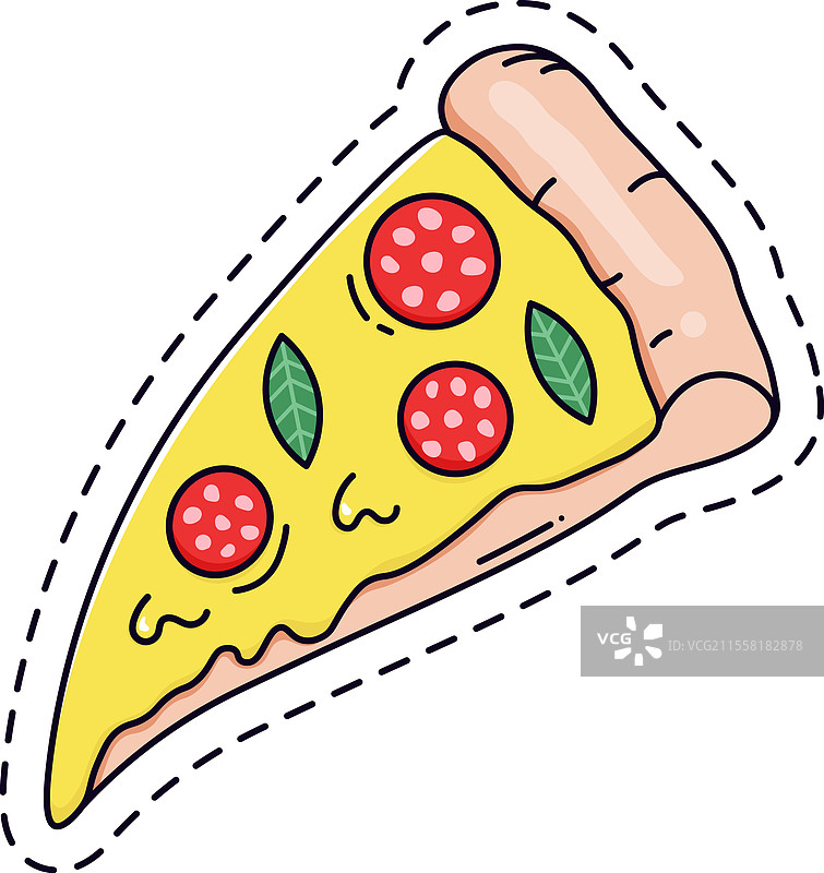 意大利香肠披萨片的卡通图像图片素材