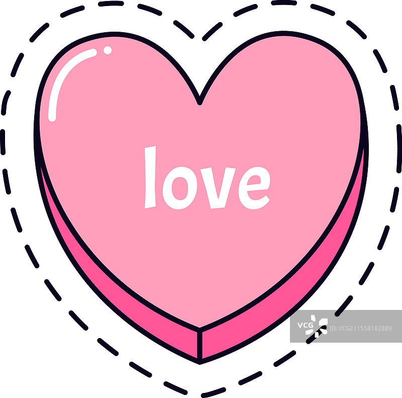 粉色心形盒子，上面写着“爱”字图片素材