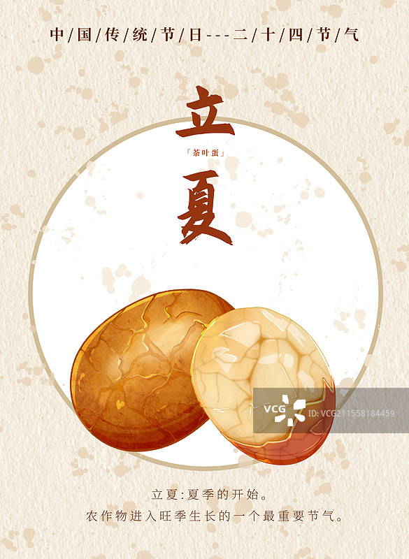 新中式二十四节气立夏食物海报茶叶蛋图片素材