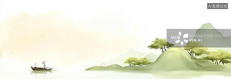 【AI数字艺术】中式山水画图片素材