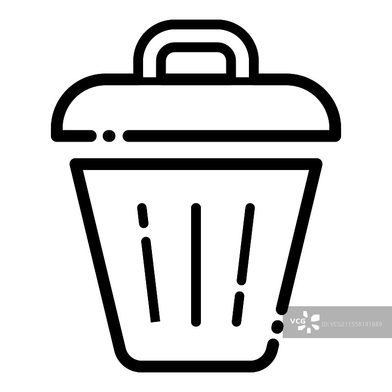 白色背景上的垃圾桶轮廓图标图片素材
