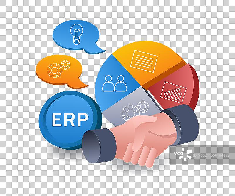 商业ERP协作信息图表 3D平面设计图片素材