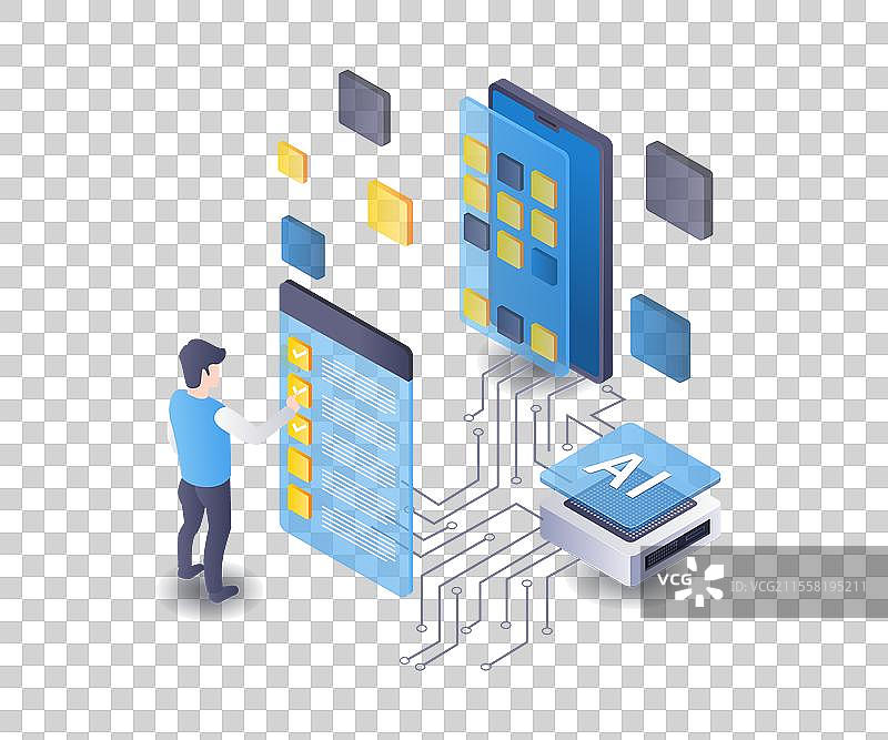 智能手机应用测试员的清单扁平图标图片素材