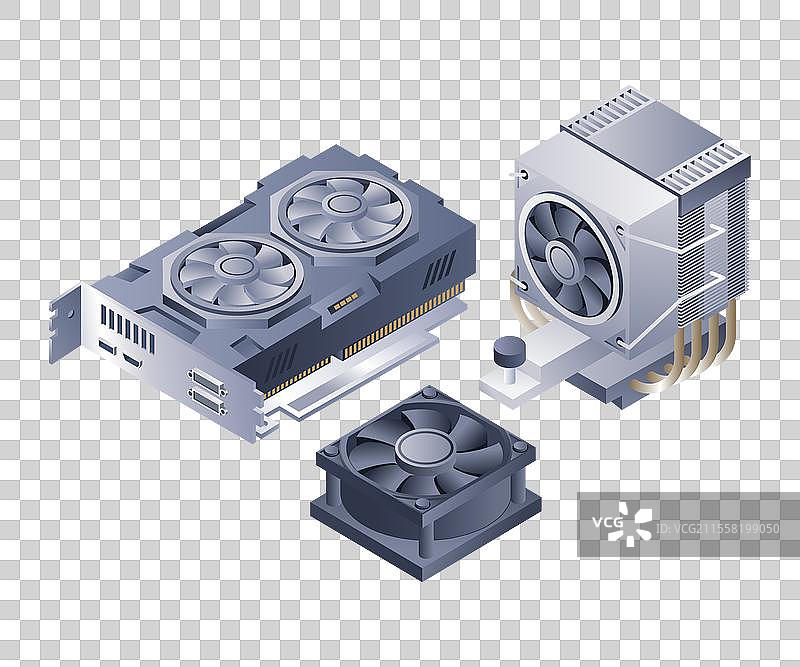 带有游戏处理器的VGA信息图，3D平面设计图片素材