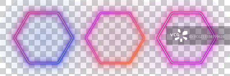 六边形霓虹灯框渐变边框图片素材