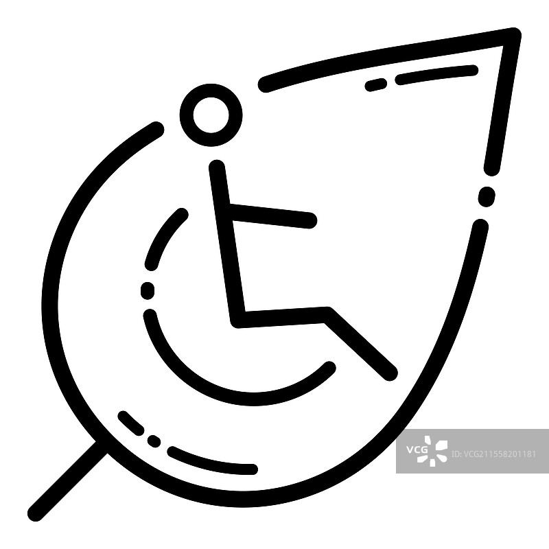 轮椅无障碍轮廓图标，独立于其他元素图片素材