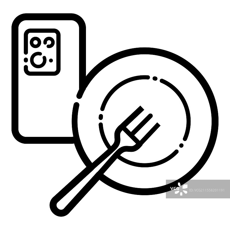 食品订单轮廓图标，独立于白色背景图片素材