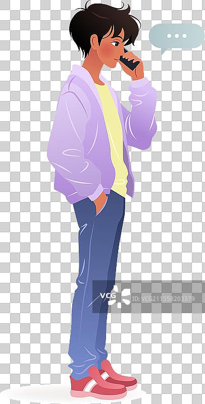 学生站着使用智能手机图片素材