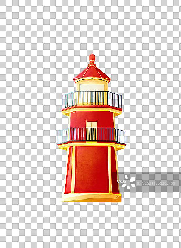 扁平肌理插画红色灯塔图片素材