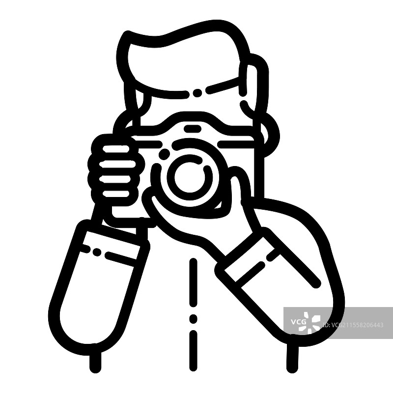 摄影师轮廓图标，独立于白色背景图片素材