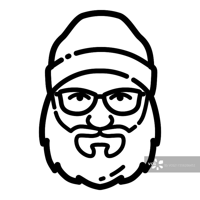 白色背景上的胡须男士面部轮廓图标图片素材