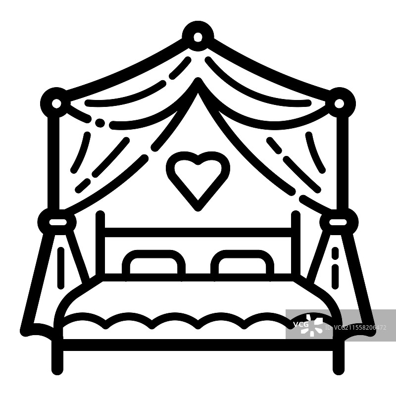 奢华四柱床轮廓图标，背景为白色图片素材