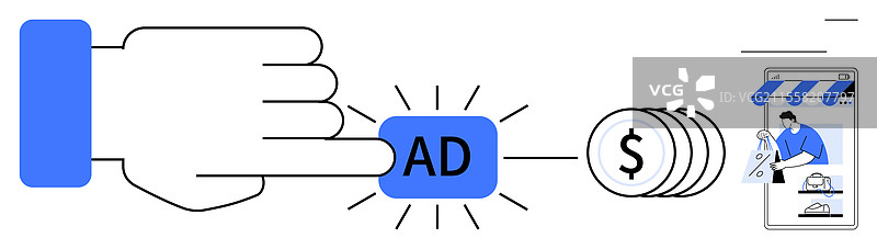 按点击付费广告概念与可点击元素图片素材