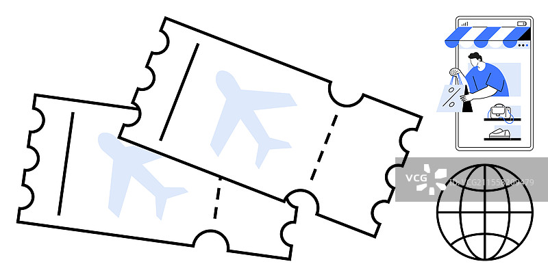 在线预订全球旅行的机票图片素材