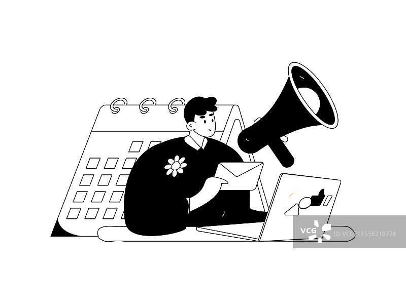 通知公告矢量创意扁平手绘插画图片素材