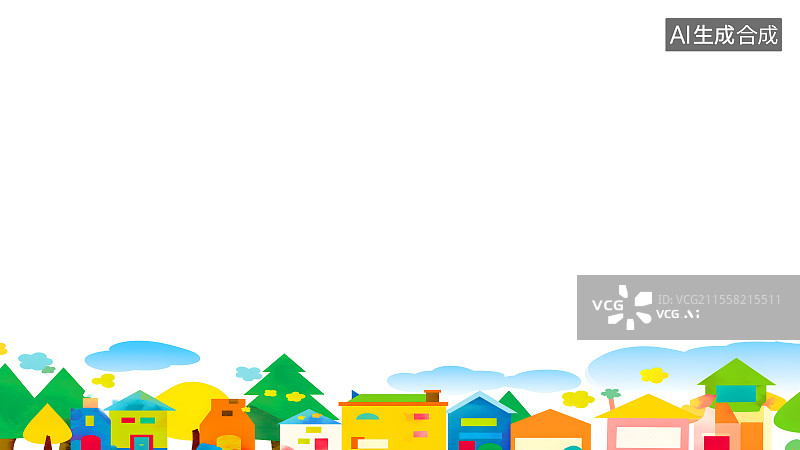 【AI数字艺术】卡通房子2D卡通居下图片素材