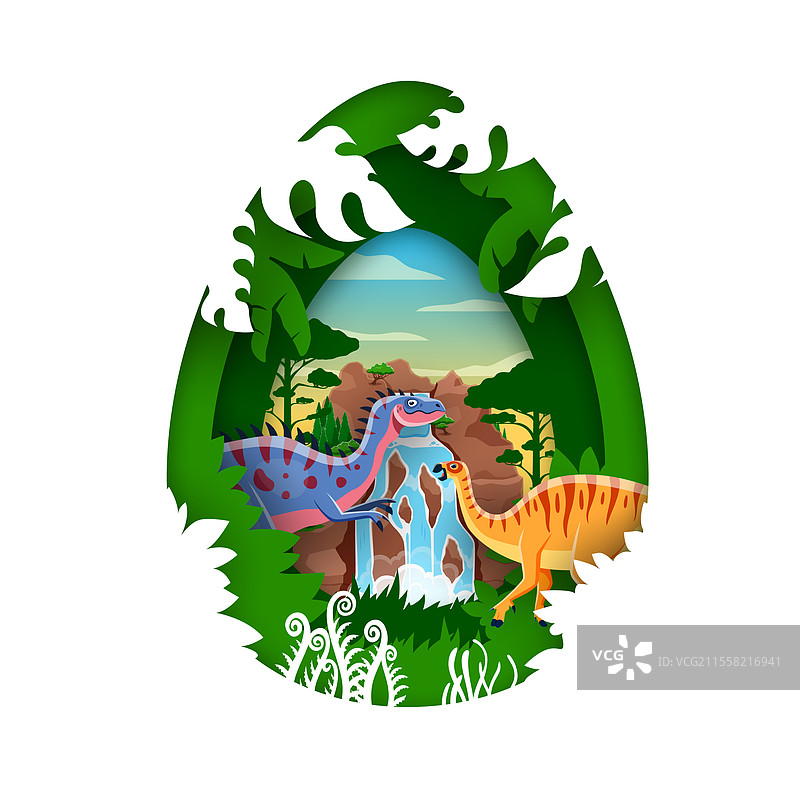 纸雕恐龙蛋与史前恐龙图片素材