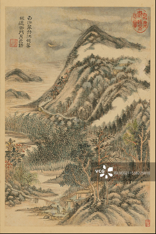 清代绘画，王时敏，杜甫诗意图册，相送柴门图片素材