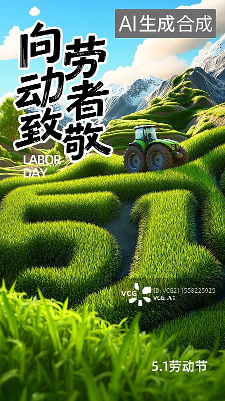 【AI数字艺术】数字稻田3D海报设计模板图片素材