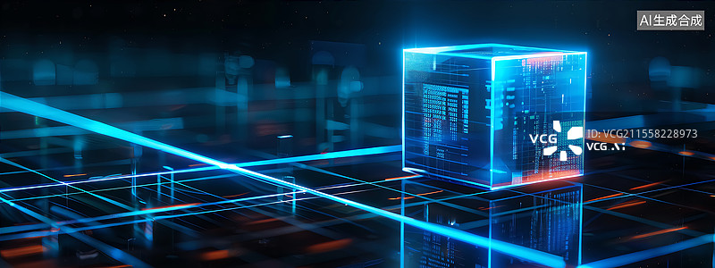 【AI数字艺术】人工智能大数据模型芯片科技背景图片素材